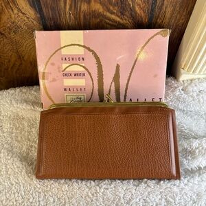 Vintage Lady Ronte’ Fashion Check Older Brown Wallet Faux Leather NWB